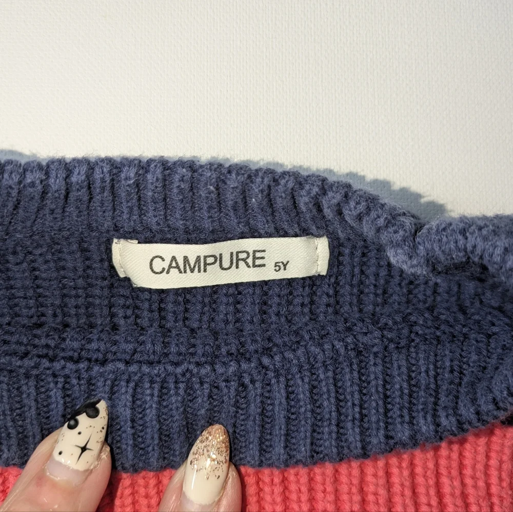 Campure Navy and Coral Sweater 100% Cotton Size 5Y